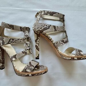 Gucci 4inch leather snakeskin heels gladiator zipper